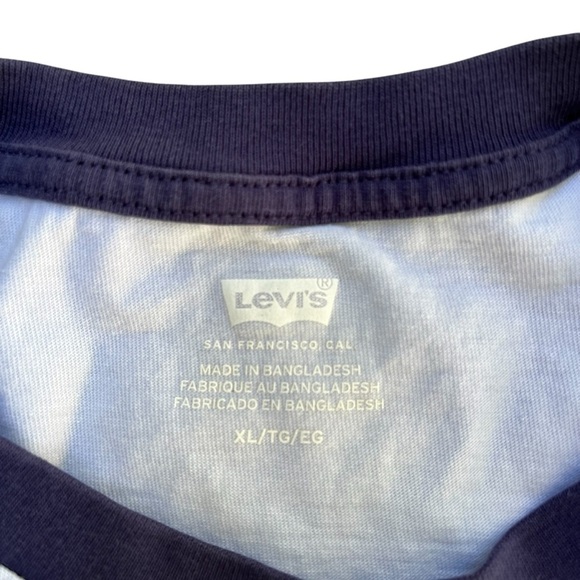 Levi’s XL Women’s Crop T Shirt California Orange Graphic Cotton Light Blue - Picture 2 of 6